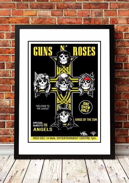 Guns N' Roses 'Melbourne Entertainment Centre' Melbourne, Australian Tour Poster 1988 - Framed A3
