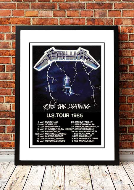 Metallica 'Ride The Lightning' US Tour Poster 1985 - Framed A1