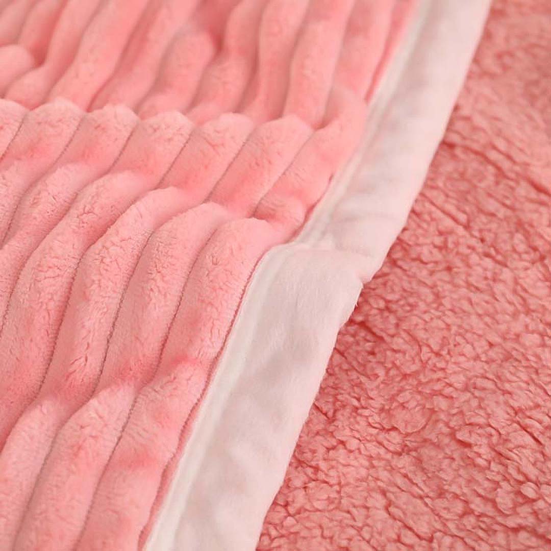 SOGA Throw Blanket Warm Cozy Double Sided Thick Flannel Coverlet Fleece Bed Sofa Comforter Pink