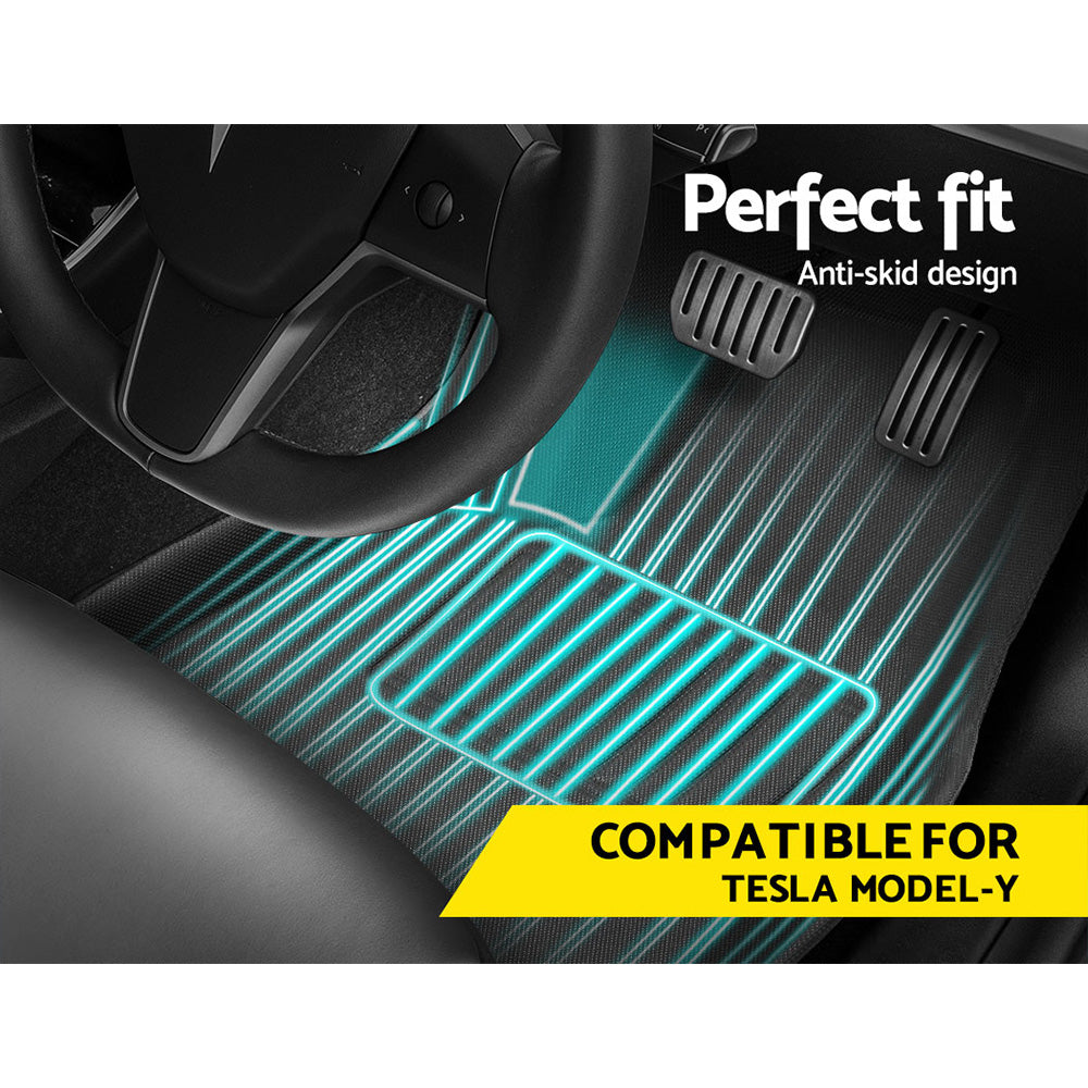 Weisshorn Car Rubber Floor Mats Compatible for Tesla Model Y Front Rear