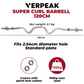 VERPEAK Standard Barbell 120CM Super Curl Bar VP-BB-111-AC