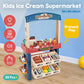Kids Supermarket Ice Cream Cart Shop Dessert Food Pretend Role Play Set Toy Gift Red