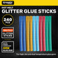 Handy Hardware 240PCE Glitter Hot Melt Glue Sticks Vibrant Colours 100 x 11mm