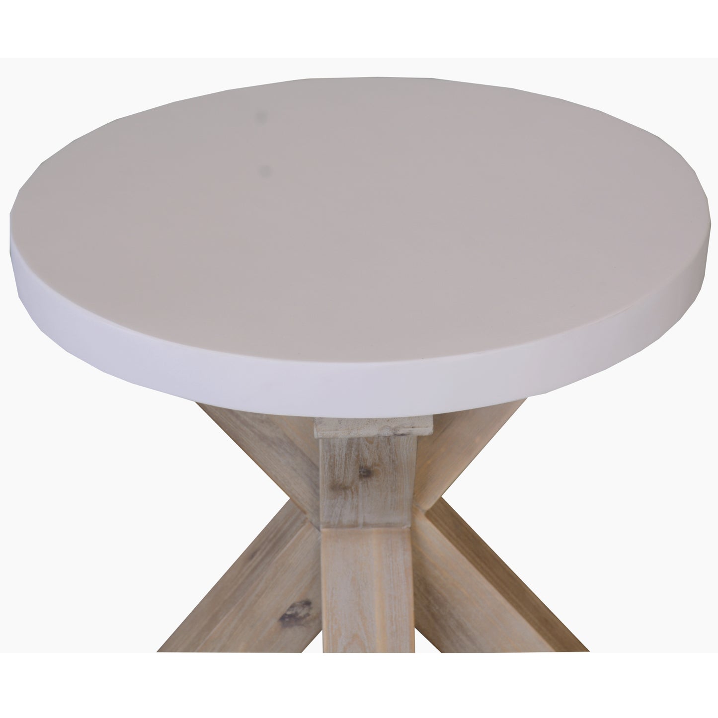Stony 50cm Round Lamp Table with Concrete Top - White