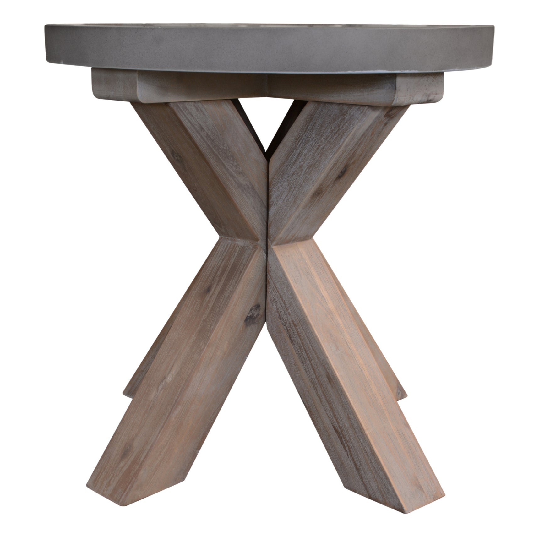 Stony 50cm Round Lamp Table with Concrete Top - Grey