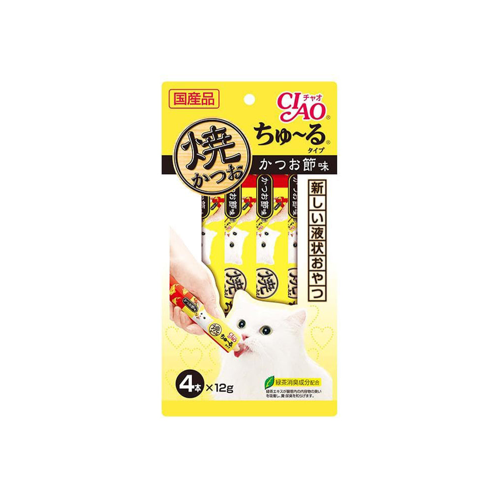 CIAO Grilled Tuna Churu Puree Dried Bonito Flavour 12G X 4 4R-104 X6