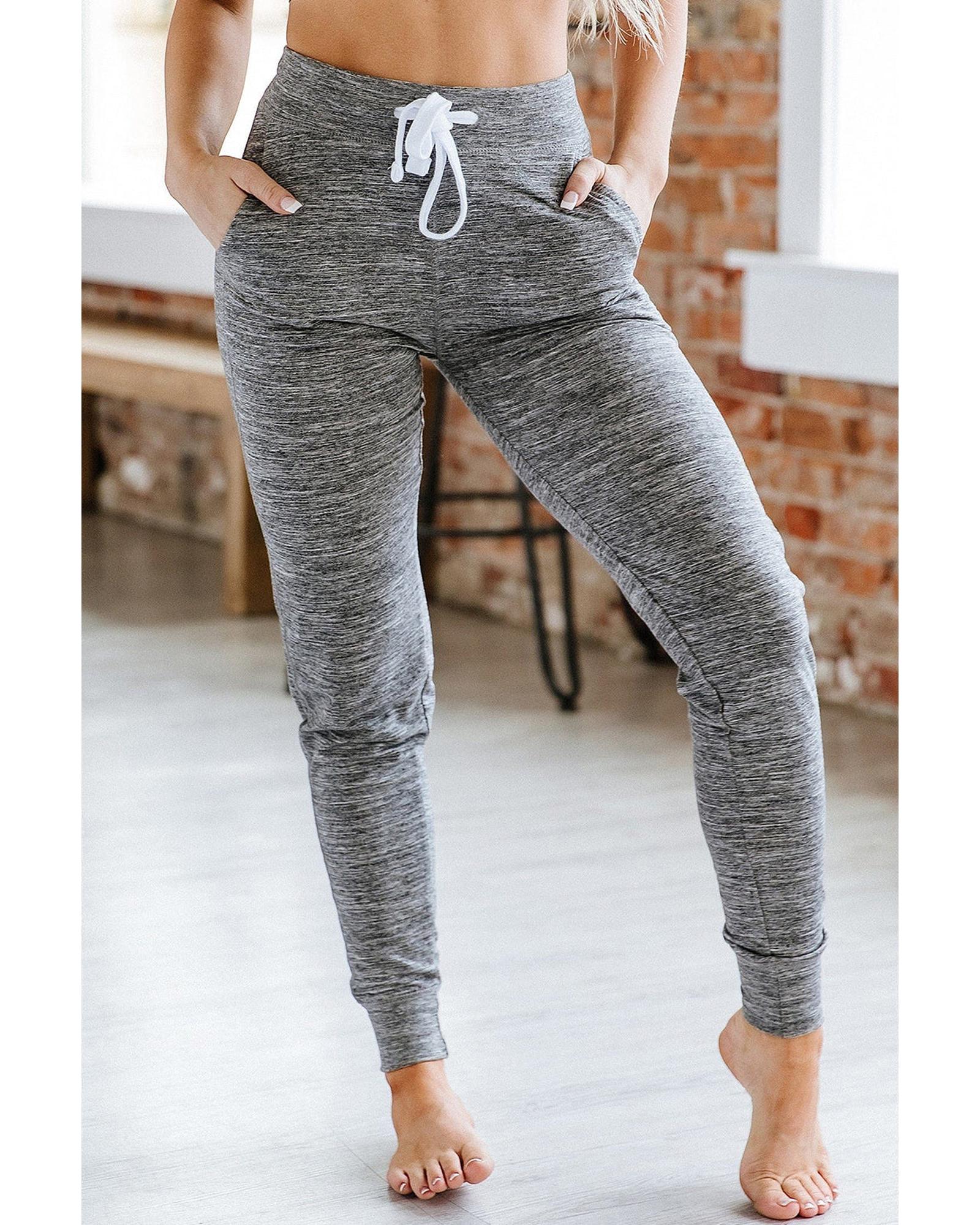 Azura Exchange Soft Gray Joggers with Drawstring Waist and Pockets - L