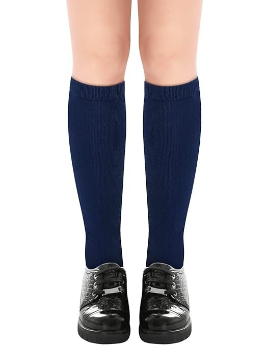 1x Pair School Uniform Knee High Socks Cotton Rich Girls Boys Kids - Navy - 6-11 (12+ Years Old)