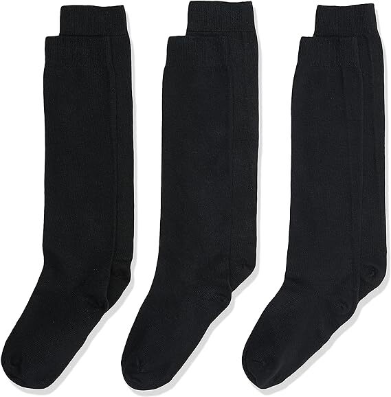 12x Pairs School Uniform Knee High Socks Cotton Rich Girls Boys Kids Bulk - Black - 2-8 (10-12 Years Old)