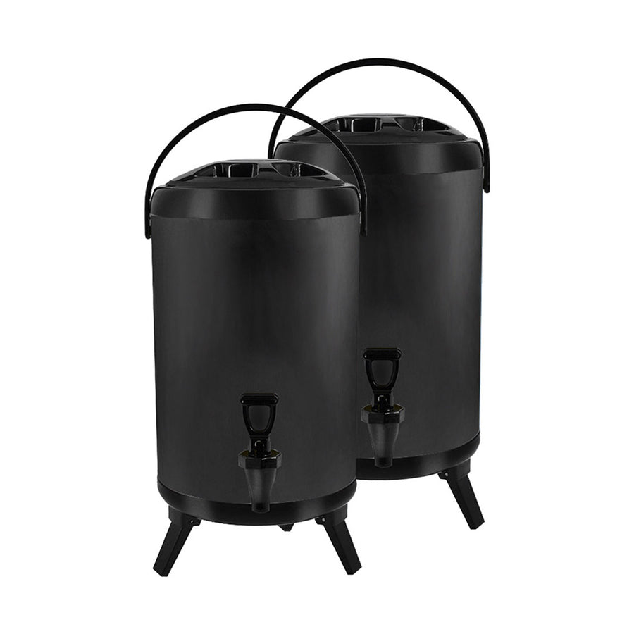 SOGA 2X 10L Stainless Steel Insulated Milk Tea Barrel Hot and Cold Beverage Dispenser Container with Faucet Black