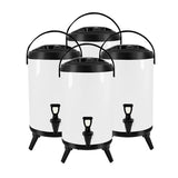 SOGA 4X 10L Stainless Steel Insulated Milk Tea Barrel Hot and Cold Beverage Dispenser Container with Faucet White