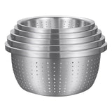 SOGA Stainless Steel Nesting Basin Colander Perforated Kitchen Sink Washing Bowl Metal Basket Strainer Set of 5 5