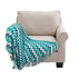 SOGA 220cm Blue Zigzag Striped Throw Blanket Acrylic Wave Knitted Fringed Woven Cover Couch Bed Sofa Home Decor