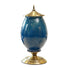 SOGA 40.5cm Ceramic Oval Flower Vase with Gold Metal Base Dark Blue