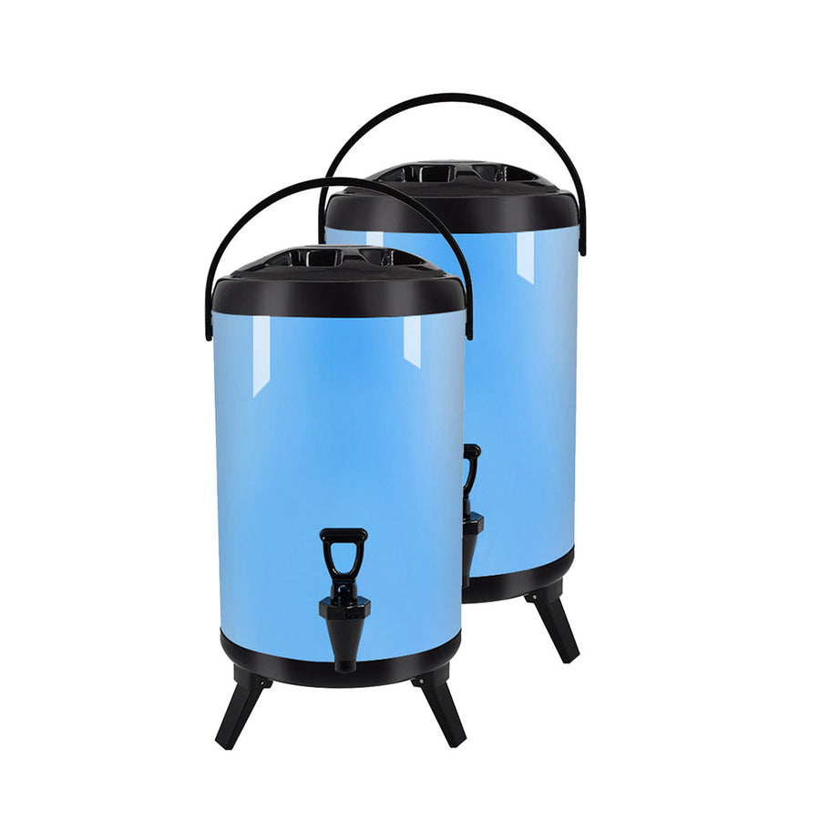 SOGA 2X 10L Stainless Steel Insulated Milk Tea Barrel Hot and Cold Beverage Dispenser Container with Faucet Blue