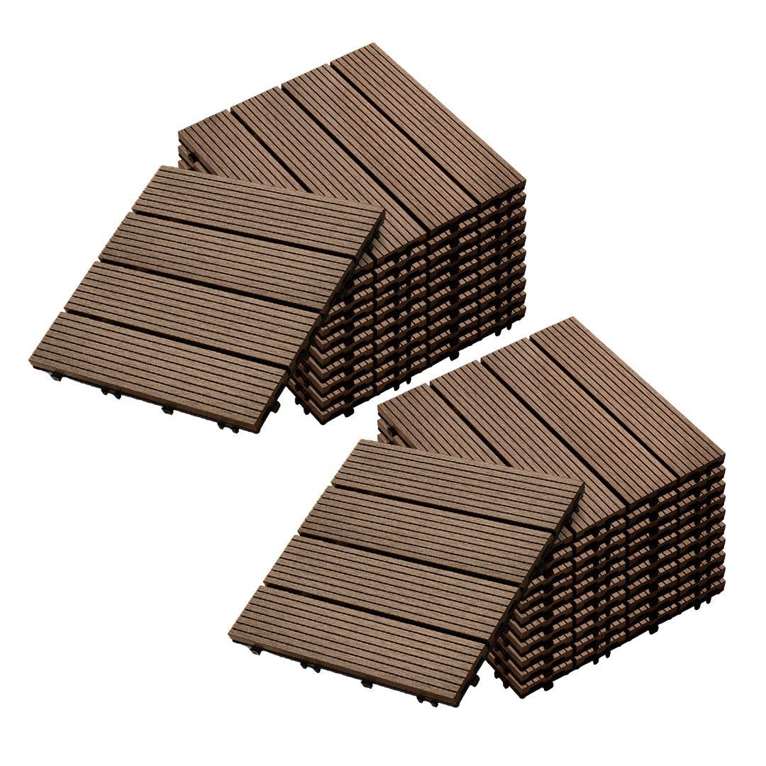 SOGA 2X 11 pcs Dark Chocolate DIY Wooden Composite Decking Tiles Garden Outdoor Backyard Flooring Home Decor Decor