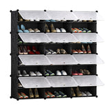 SOGA 8 Tier 3 Column Shoe Rack Organizer Sneaker Footwear Storage Stackable Stand Cabinet Portable Wardrobe with Cover