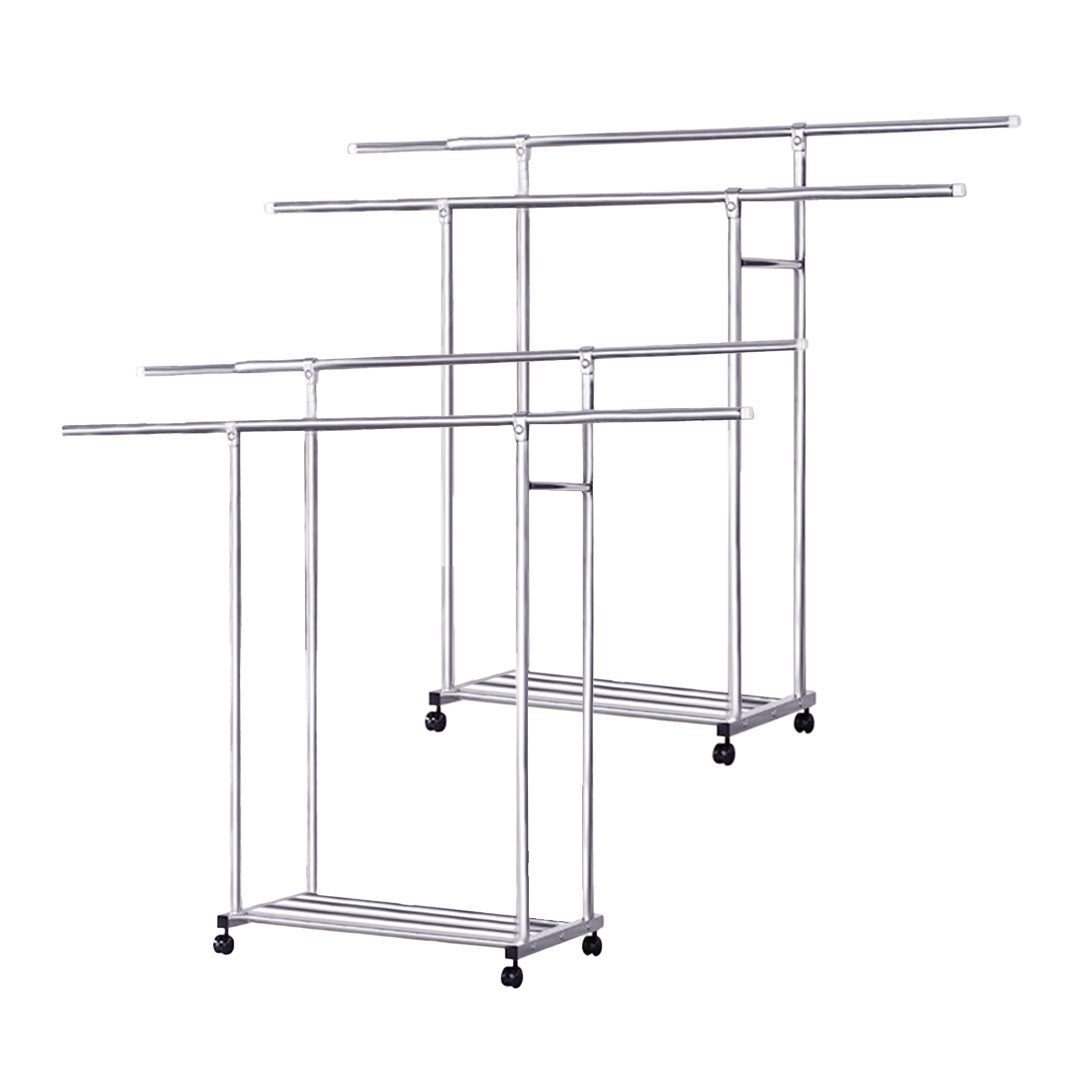 SOGA 2X 200cm Stainless Steel Floor-Standing Clothes Rack - Durable and Space-Saving Laundry Organizer Organizer Organizer
