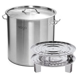 SOGA 50L Stainless Steel Stock Pot with Two Steamer Rack Insert Stockpot Tray Tray