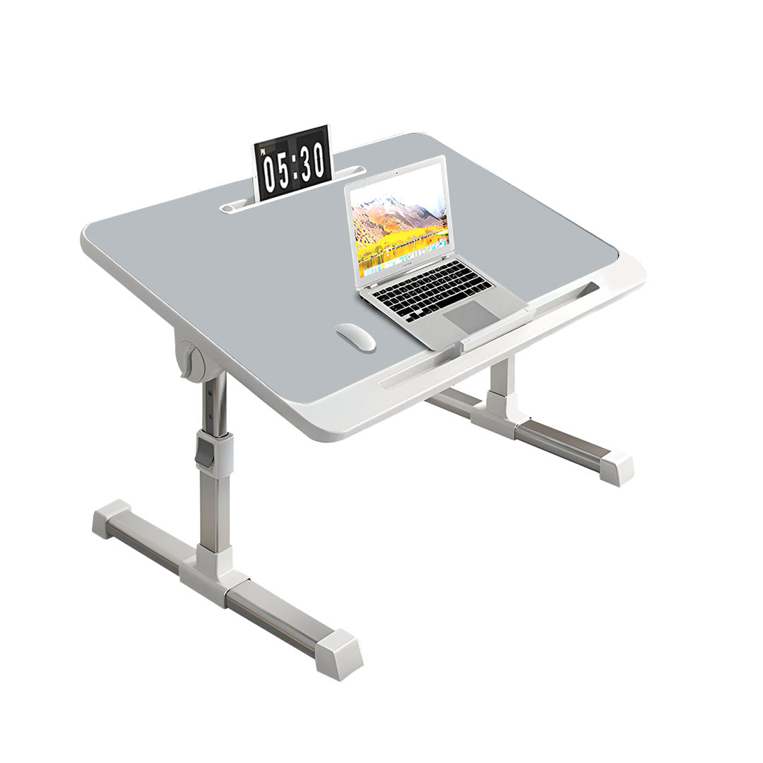SOGA 60X40cm Grey Small Laptop Bed Portable Foldable Study Table Adjustable Adjustable