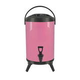 SOGA 10L Stainless Steel Insulated Milk Tea Barrel Hot and Cold Beverage Dispenser Container with Faucet Pink