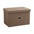 SOGA Coffee Small Foldable Canvas Storage Box Cube Clothes Basket Organiser Home Decorative Box