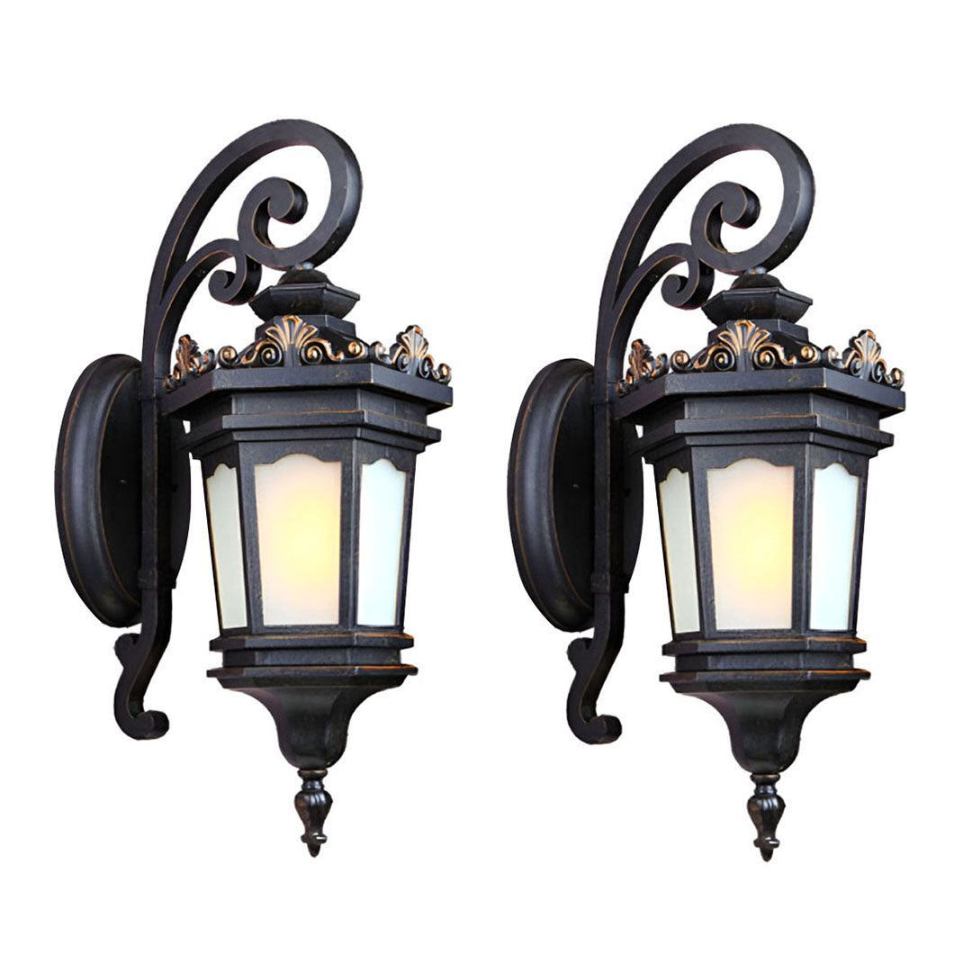 Vintage Lantern 2X 62cm Wall Light Elegant Aluminum & Glass Design Classic Outdoor Lighting Rustic Vintage Style