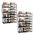 SOGA 2X 12-Shelf Tier Shoe Storage Shelf Space-Saving Caddy Rack Organiser with Side Hooks Black
