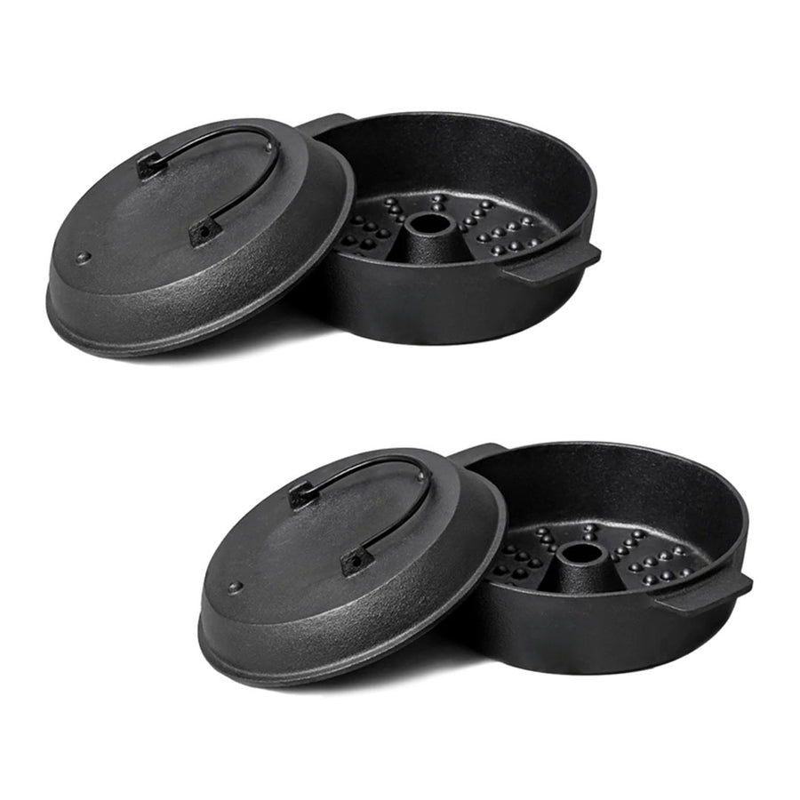 SOGA 2X 28cm Cast Iron Dutch Oven Pre-Seasoned Camping Stew Pot with Lid