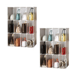 SOGA 2X 3 Tier Multifunctional PP Plastic Bag Box Portable Cubby DIY Storage Shelves Stackable Handbag Purse Organiser