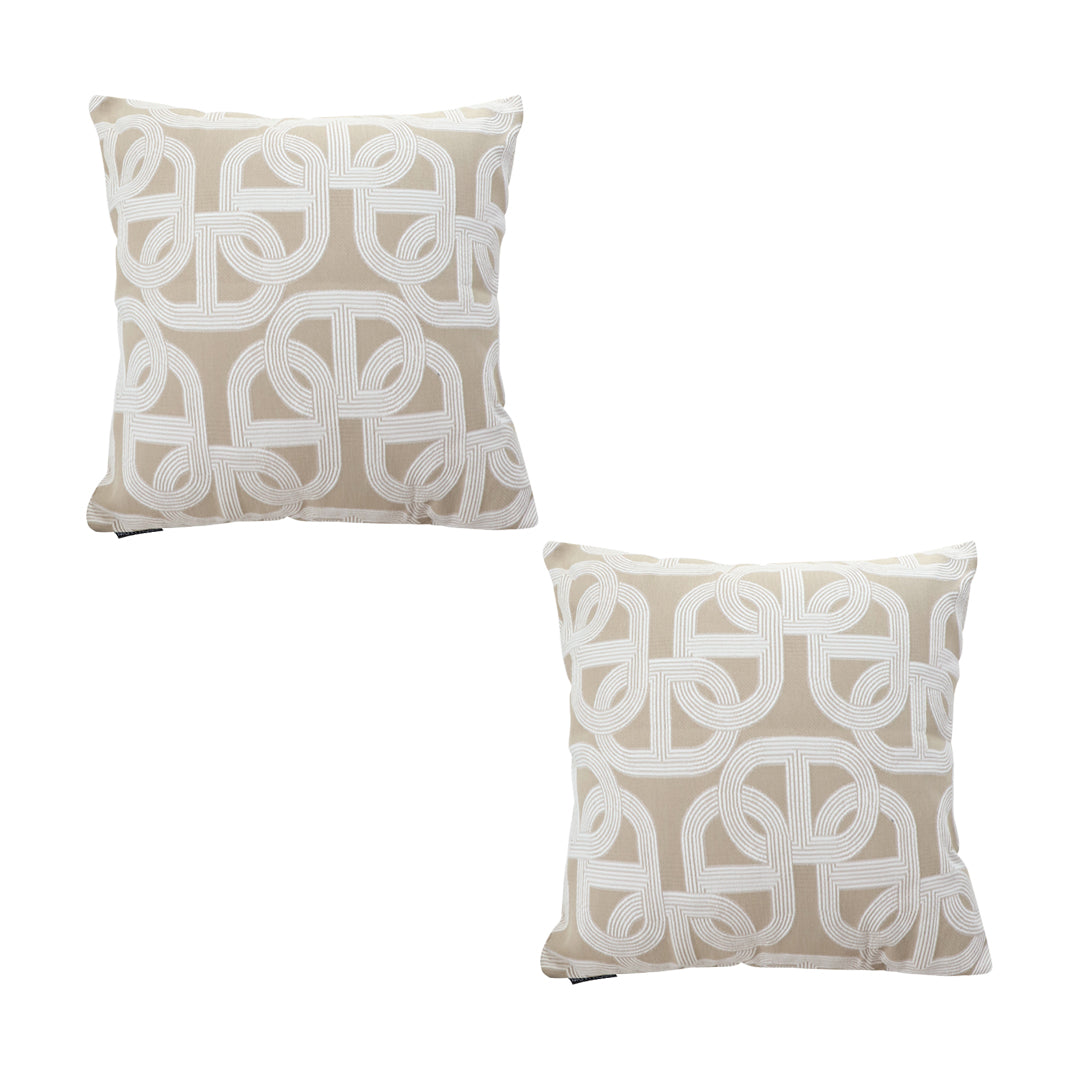 SOGA 2X 50cm Throw Pillow Beige Interlocking Geometric Pattern Modern Accent for Home D?cor