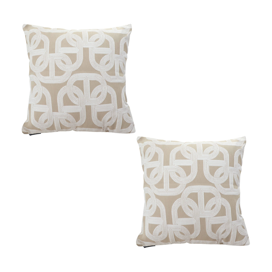 SOGA 2X 50cm Throw Pillow Beige Interlocking Geometric Pattern Modern Accent for Home D?cor