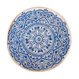 SOGA Blue Carpet Soft Linen Bohemian Non-Slip Floor Retro Minimalist Round Rug Home Decor with Tassels