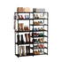 SOGA 12-Shelf Tier Shoe Storage Shelf Space-Saving Caddy Rack Organiser with Side Hooks Black