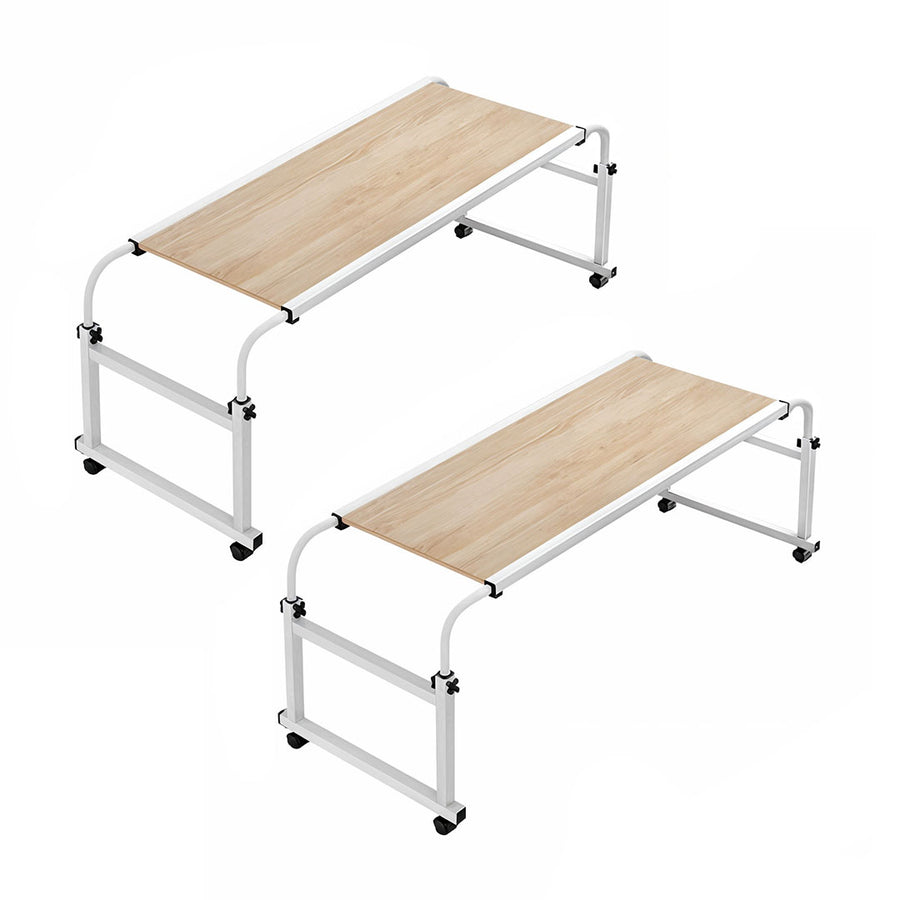 SOGA 2X 140x45cm Wood Cross Bed Movable Desk Table w/ Adjustable Length & Height