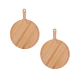 SOGA 2X 6inch Blonde Round Premium Wooden Serving Tray Board Paddle with Handle Home Decor