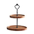 SOGA 15cm 2 Tier  Brown Round Wooden Acacia Dessert Tray Cake Snacks Cupcake Stand Buffet Serving Countertop Decor
