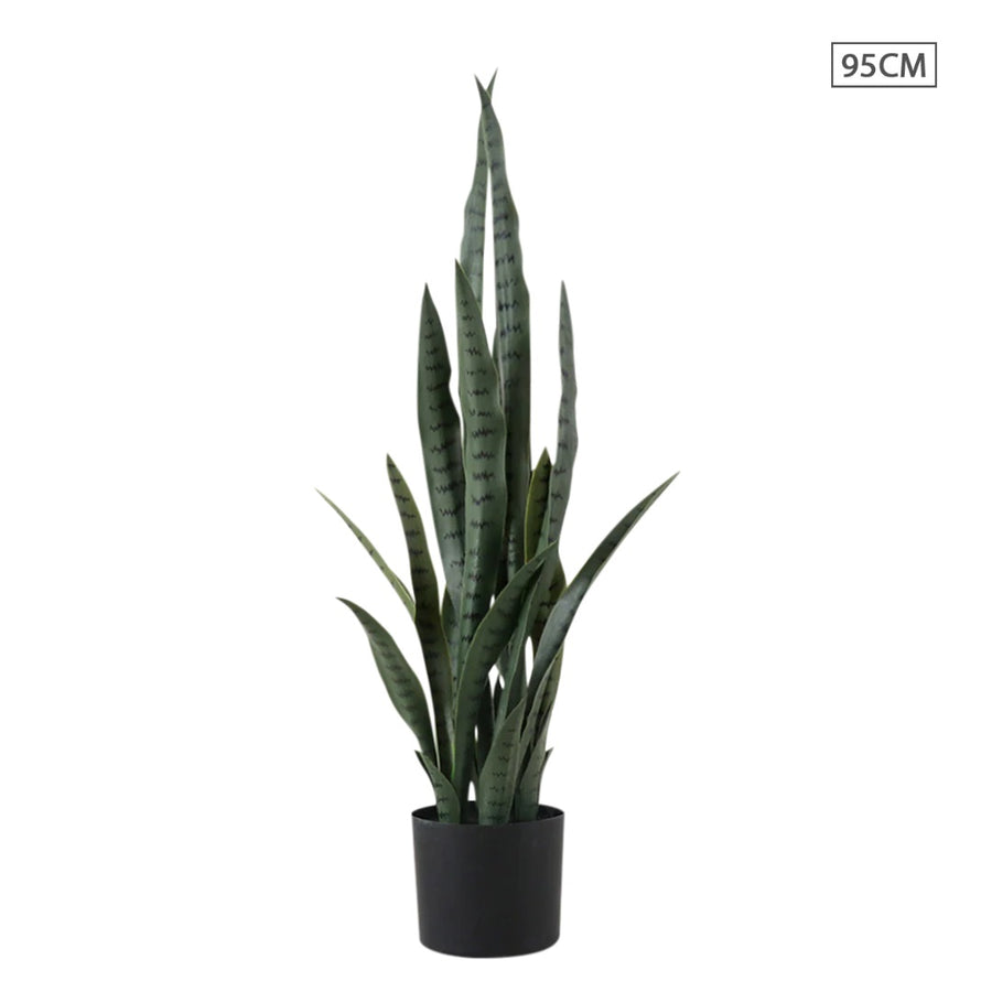 SOGA 95cm Sansevieria Snake Artificial Plants with Black Plastic Planter Greenery, Home Office Decor