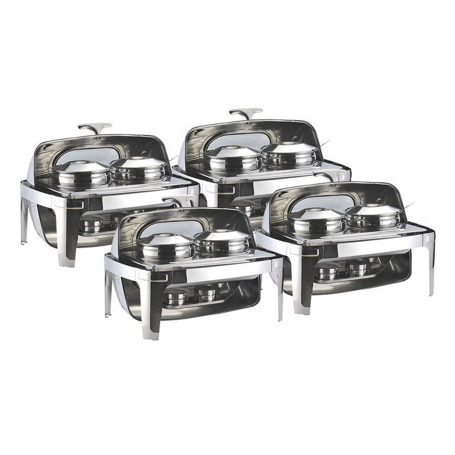 SOGA 4X 6.5L Stainless Steel Double Soup Tureen Bowl Station Roll Top Buffet Chafing Dish Catering Chafer Food Warmer Server Server