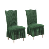 SOGA 2X Dark Green Chair Cover Seat Protector with Ruffle Skirt Stretch Slipcover Wedding Party Home Decor