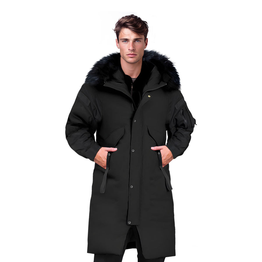 abbee Black Large Winter Fur Hooded Thick Overcoat Jacket Stylish Lightweight Quilted Warm Puffer Coat