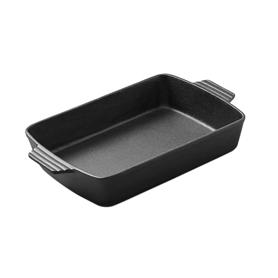 SOGA 33cm Cast Iron Rectangle Bread Cake Baking Dish Lasagna Roasting Pan