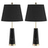 SOGA 2X 68cm Black Marble Bedside Desk Table Lamp Living Room Shade with Cone Shape Base