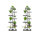 SOGA 2X 7 Tier 8 Pots Black Metal Plant Stand Flowerpot Display Shelf Rack Indoor Home Office Decor
