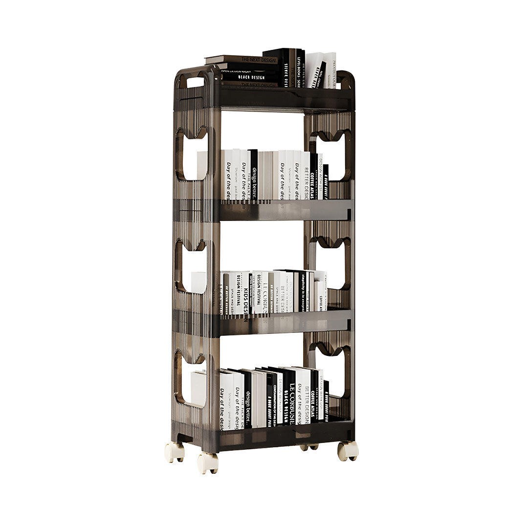 SOGA 38x24cm Black 3 Tier Bookshelf & Cosmetic Storage Organizer Trolley Rack Rack