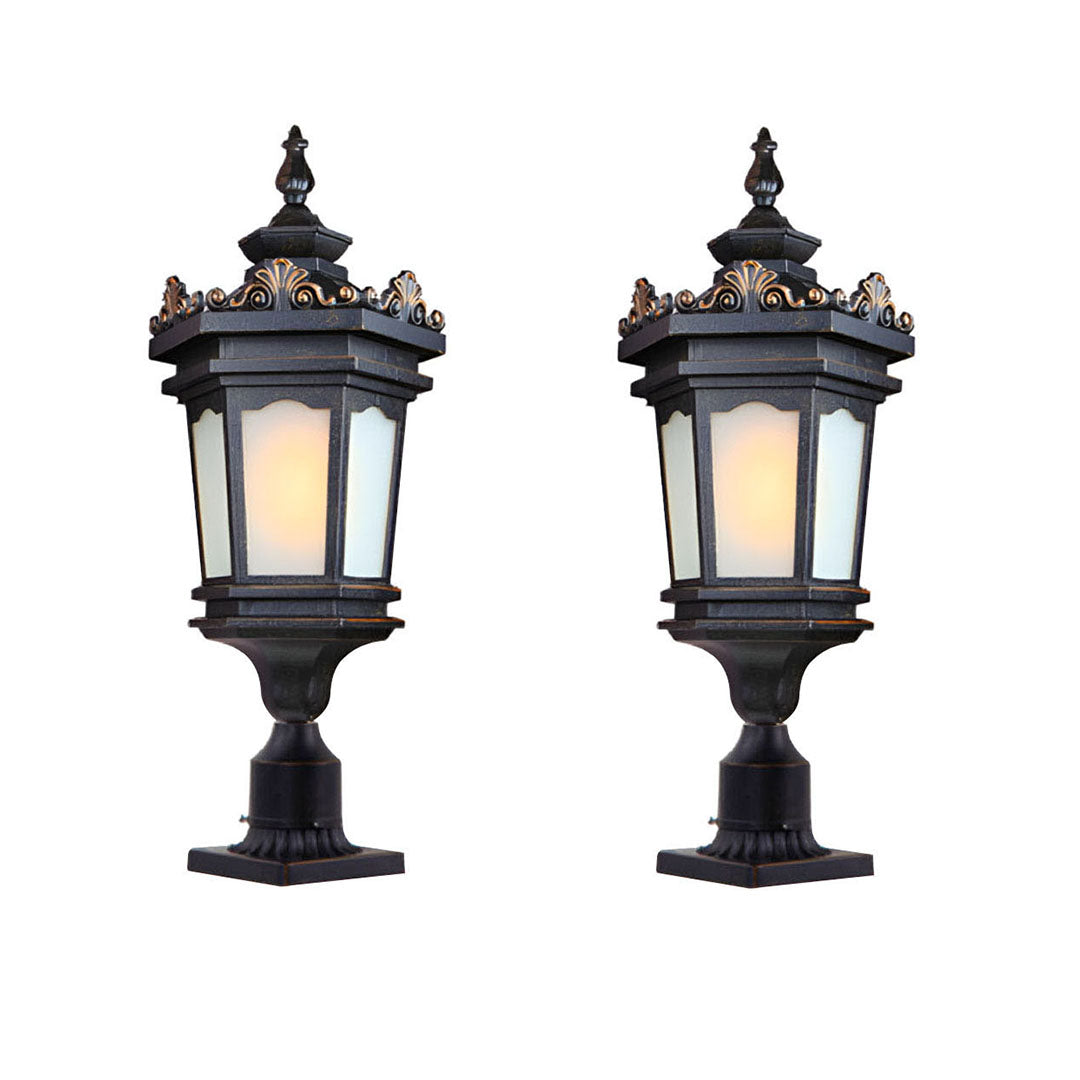 Vintage Lamp 2X 72cm Lantern Stand Elegant Aluminum & Glass Outdoor Light Antique Style Exterior Fixture