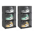 SOGA 2X 3 Tier Black Portable Shoe Organiser Sneaker Footwear Folding Plastic Bin Stackable Storage Box with Magnetic Door