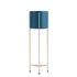 SOGA 2 Layer 65cm Gold Metal Plant Stand with Blue Flower Pot Holder Corner Shelving Rack Indoor Display