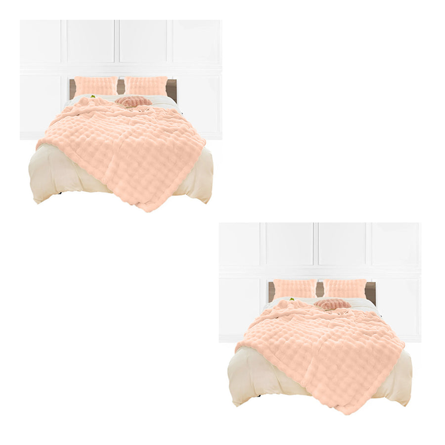 SOGA 2X 60X200cm Throw Blanket Pink Double Layer Rabbit Fur Cozy Comfort with Stylish Decor