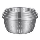 SOGA Stainless Steel Nesting Basin Colander Perforated Kitchen Sink Washing Bowl Metal Basket Strainer Set of 4 4